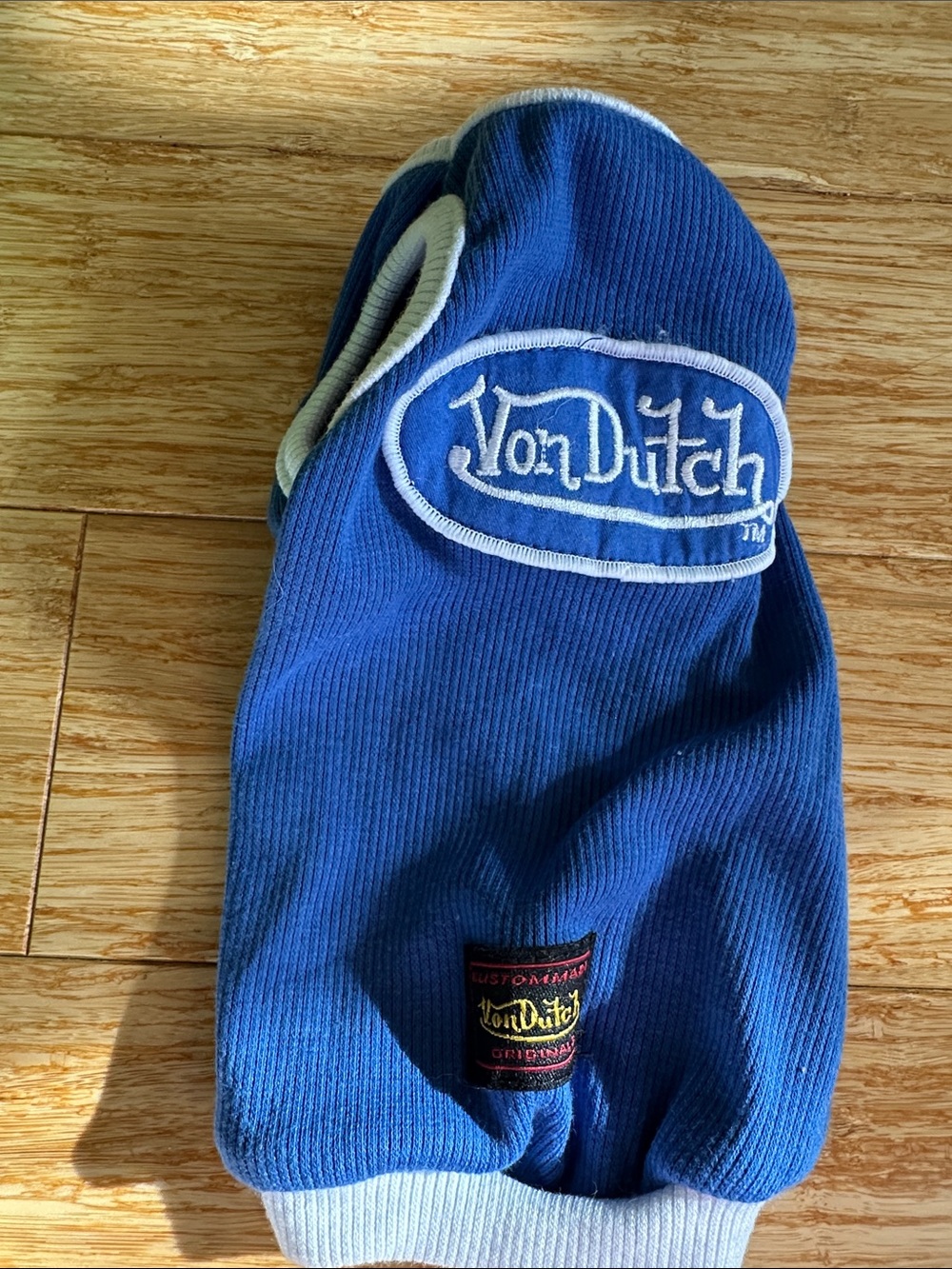 Dog shirt Von Dutch Blue Logo Ribbed Undershirt Top with White Trim